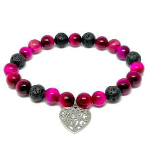 Minerální náramek tygří oko, lávový kámen - ŠEŘÍK